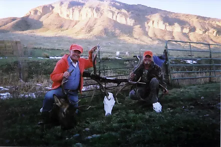 Harold and Curtis Cherry with a bull elk